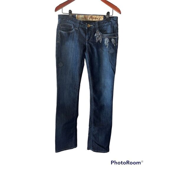 Guess premium designer dark denim jeans scarlet straight size 28 sexy - Picture 1 of 12